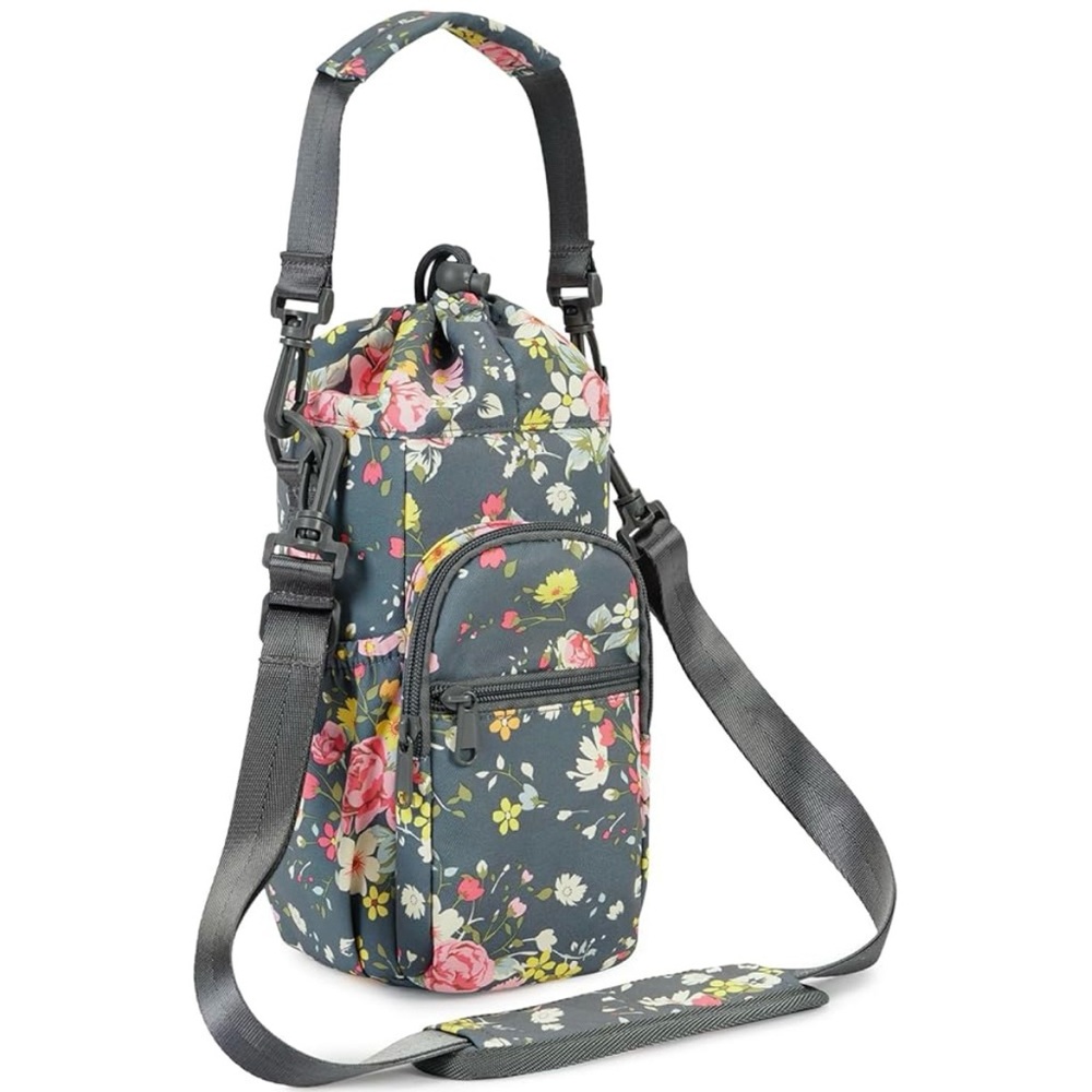 Floral Insulated Water Bottle Carrier